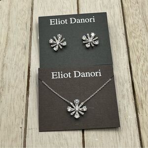 Eliot Danori Silver Necklace Sparkling Floral Pendant with matching earrings